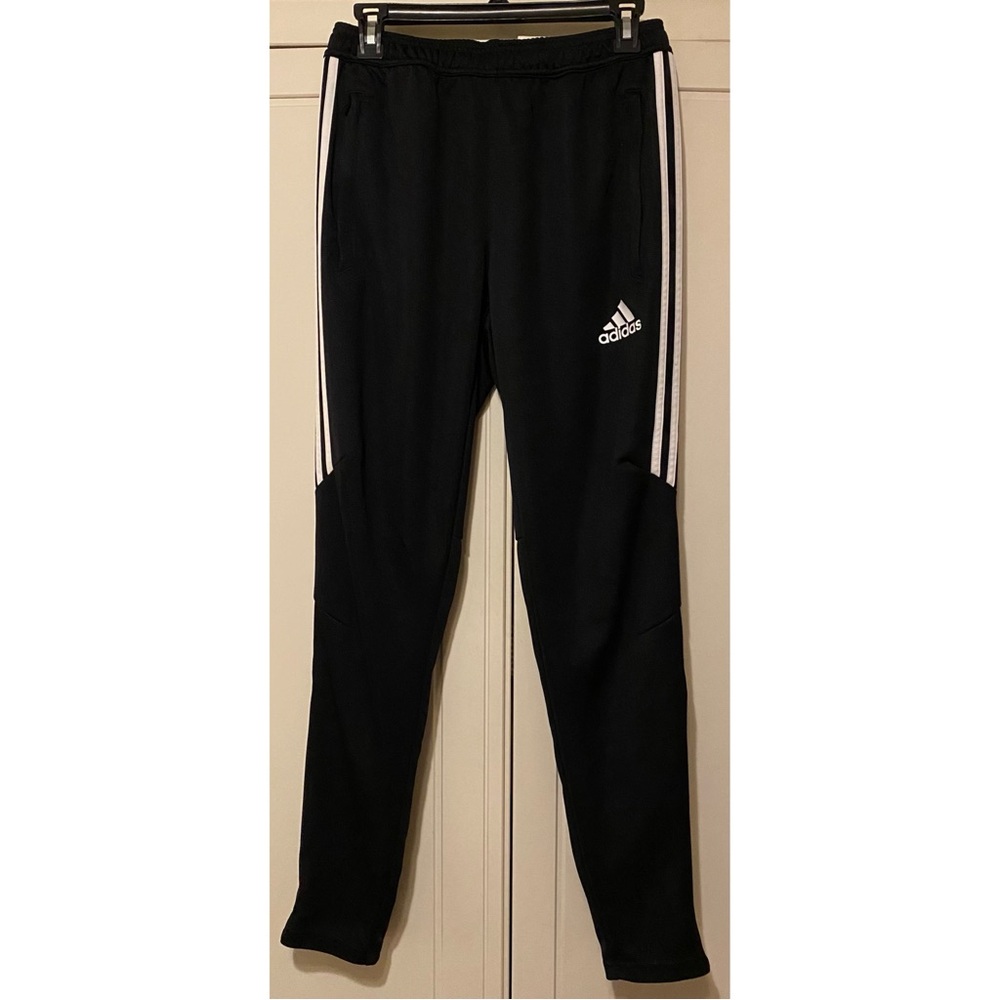 Adidas Black Joggers with White Accents Sz M